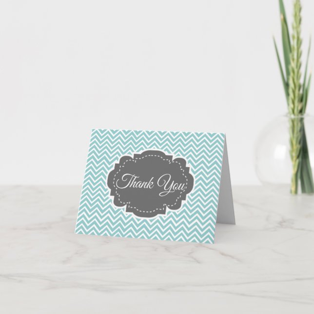 Teal Chevron-mappad Tack Kort (Framsida)