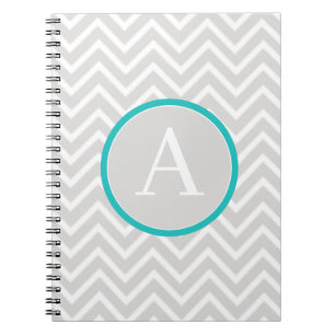 Teal Chevron Monogram bärbar dator Anteckningsbok
