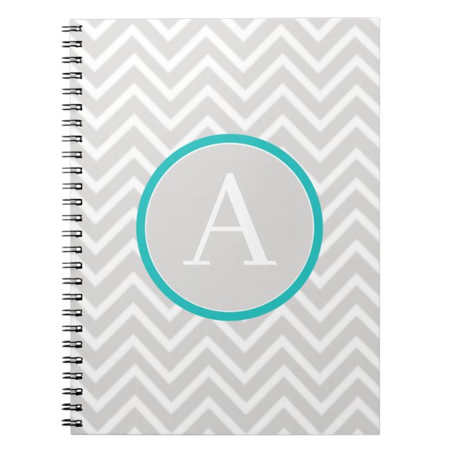 Teal Chevron Monogram bärbar dator Anteckningsbok (Framsidan)