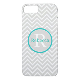 Teal Chevron Monogram iphone case