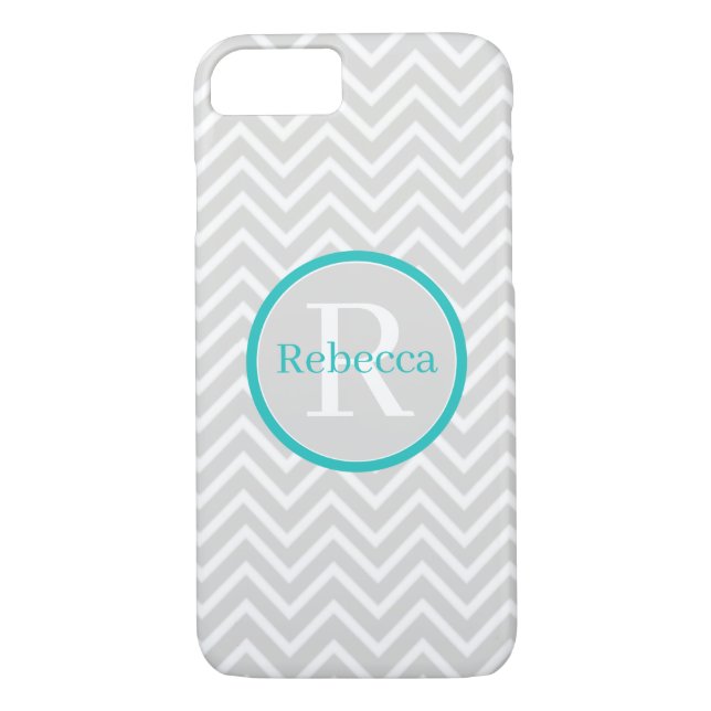 Teal Chevron Monogram iphone case Case-Mate iPhone Skal (Baksida)