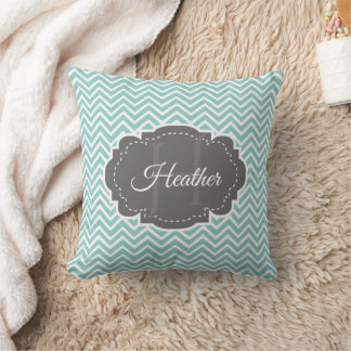 Teal Chevron Personlig Dekorativ kudde