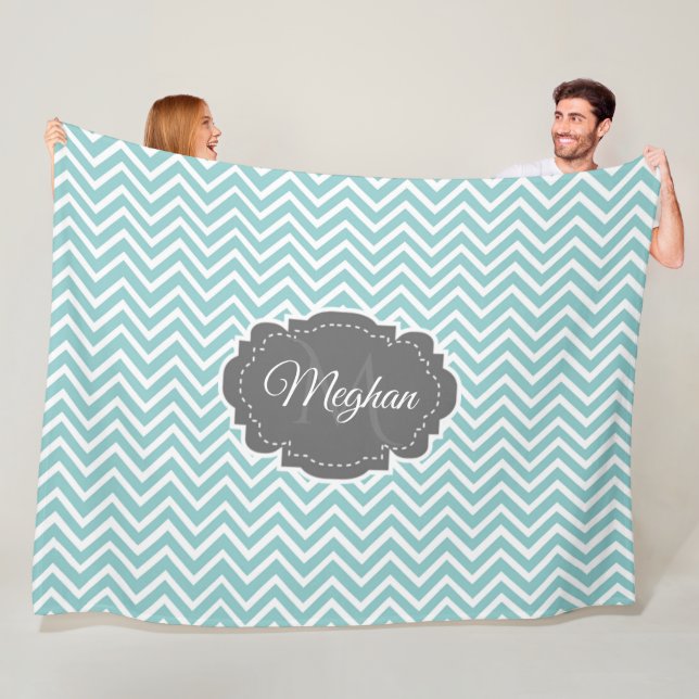 Teal Chevron Personlig Fleece Blanket (På plats)
