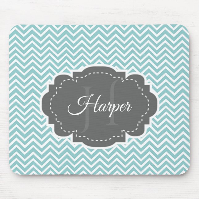 Teal Chevron Personlig Mouse Pad Musmatta (Framsidan)