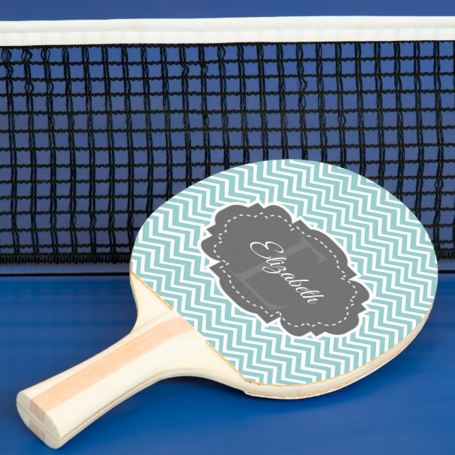 Teal Chevron Personlig Ping Pong Paddle Pingisracket (Insitu)