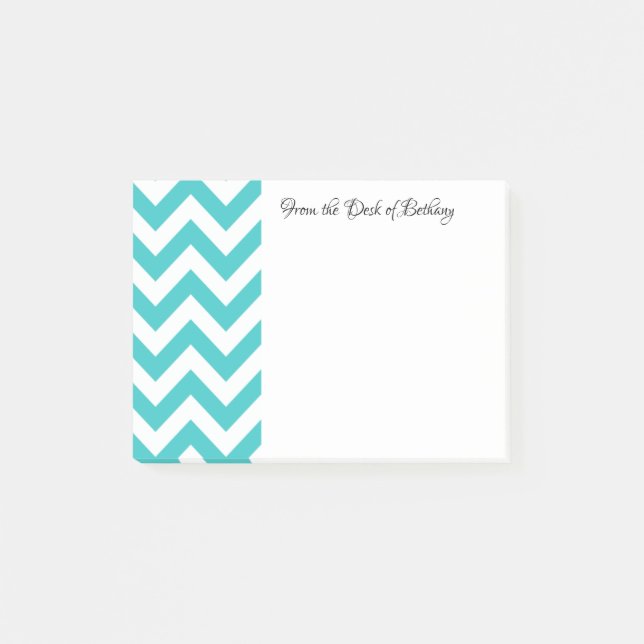 Teal Chevron Personlig Post IT Notes Post-it Block (Framsida)