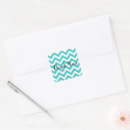 Teal Chevron Tack Stickers Fyrkantigt Klistermärke