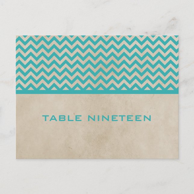 Teal Chic Chevron Bordsnummer vykort (Framsida)