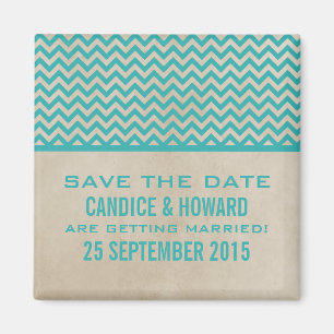 Teal Chic Chevron Spara datum magneter