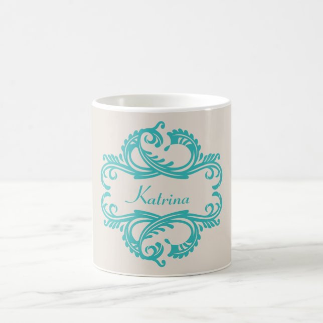 Teal Chic Damask Mugg (Center)