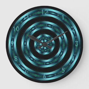 Teal Chrome Spiral Wall Clock Stor Klocka