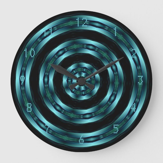 Teal Chrome Spiral Wall Clock Stor Klocka (Framsida)