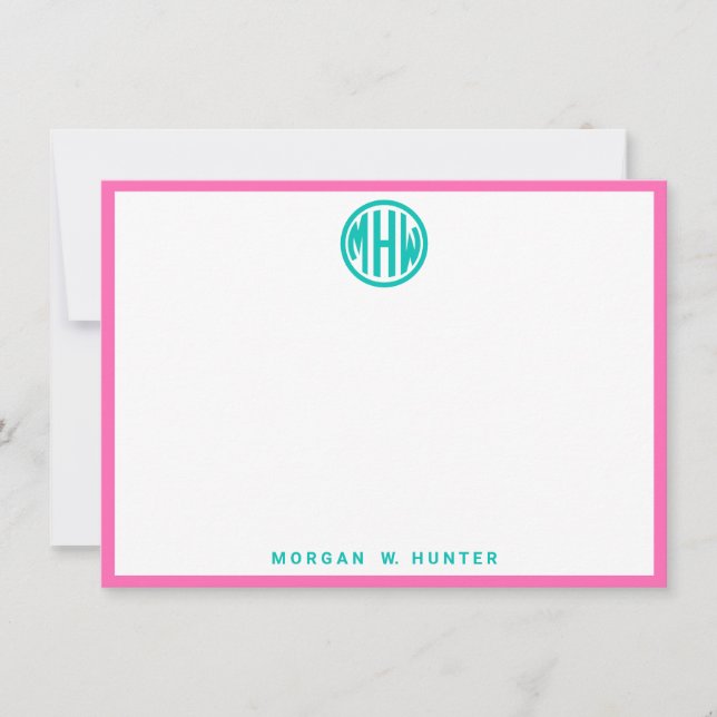 Teal Circle Monogram Font Moroccan #5DS DIY BG Tack Kort (Framsida)