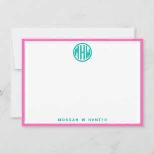 Teal Circle Monogram Font Moroccan #5DS DIY BG Tack Kort