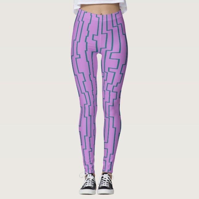 Teal Circuit Lines  Leggings (Framsida)