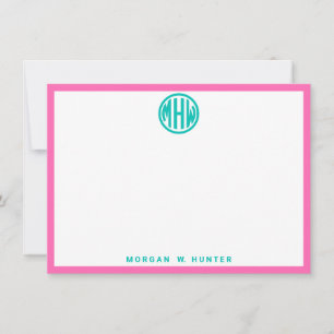 Teal Cirkel Monogram Teckensnitt DIY BG Tack Kort