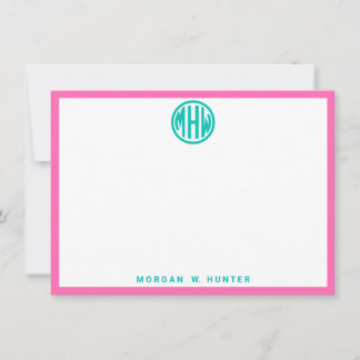 Teal Cirkel Monogram Teckensnitt DIY BG Tack Kort