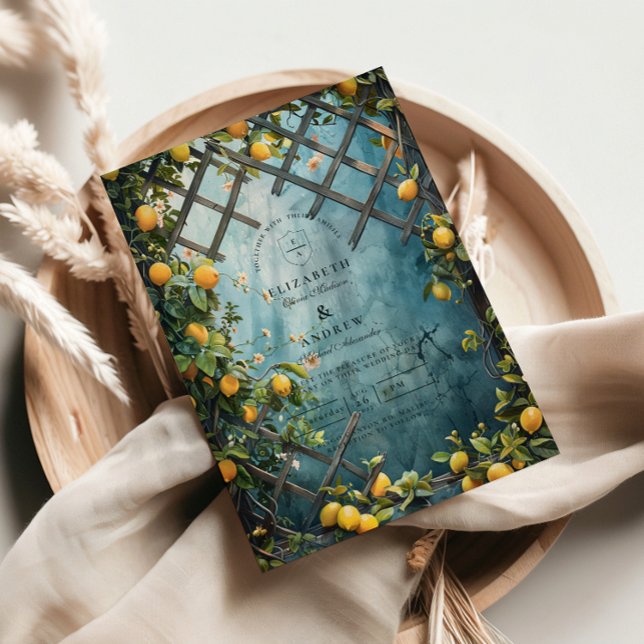 Teal Citrus Blossom Garden Wedding Inbjudningar (Skapare uppladdad)