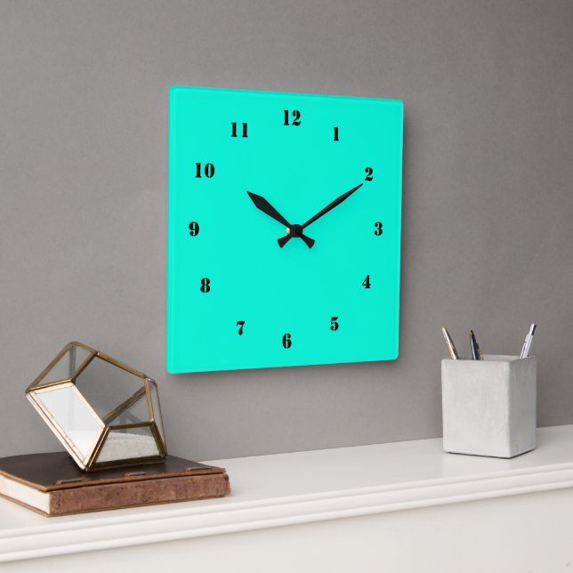 Teal Clock-design din egen - Anpassningsbar Färg Fyrkantig Klocka (Kontor)