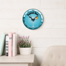 Teal Cocktail Hour Pub Clock Stor Klocka