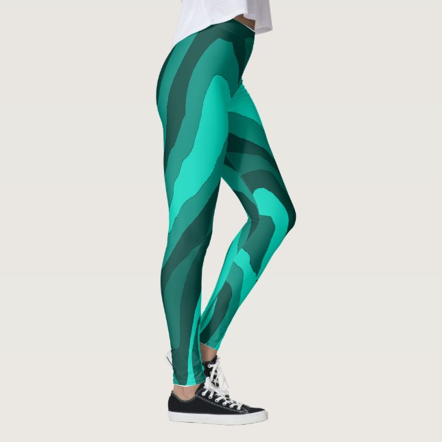 Teal Como Reflektion  Leggings (Höger)