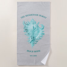 Teal Conch Snäcka Beach Towel