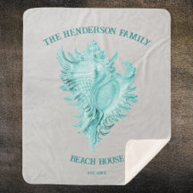 Teal Conch Snäcka Sherpa Blanket