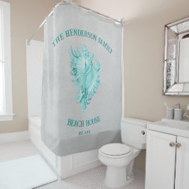 Teal Conch Snäcka Shower Curtain