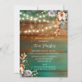 Teal Copper Wood Peony Light Möhippa Inbjudningar