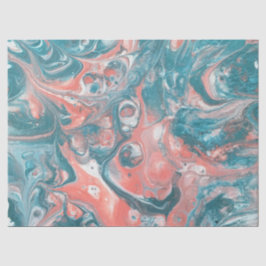 Teal Coral Blue White Abstrakt Decoupage