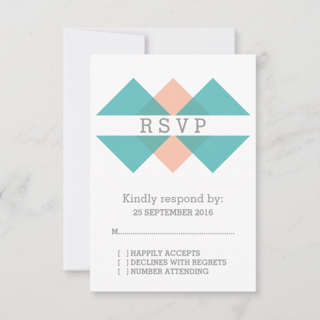 Teal Coral Geometric Triad OSA kort (Framsida)