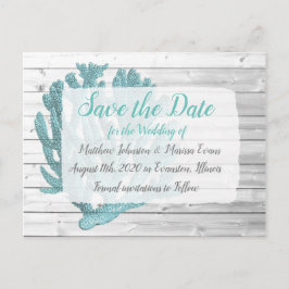 Teal Coral Personlig Spara vykort för datum