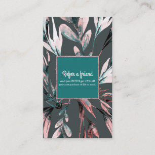 Teal Coral Watercolor Botanical Refend Card Rabattkort