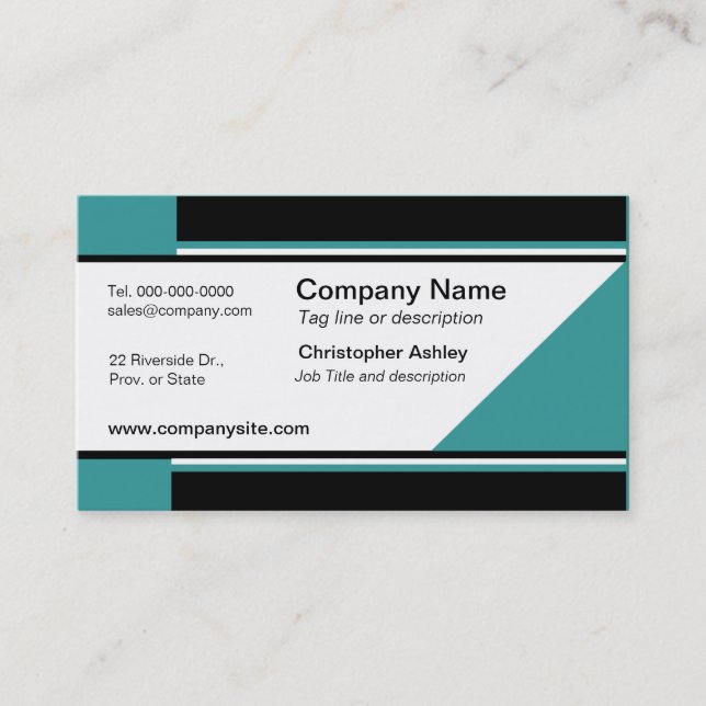 Teal Corporate Business Card-mallar Visitkort (Framsida)