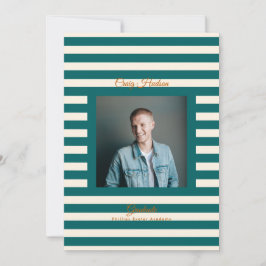 Teal Cream Preppy High School Photo Grad Cards Meddelande