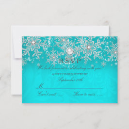 Teal Crystal Pärl Snöflinga Silver Vinter RSVP OSA Kort