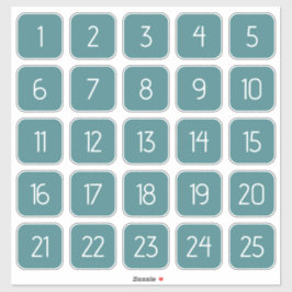 Teal Customizable Square Number Stickers  Klistermärken