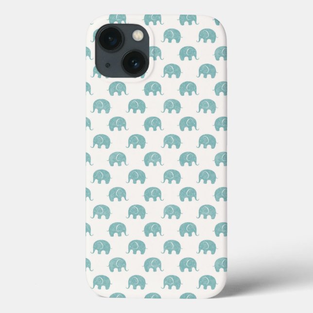 Teal Cute Elephant Mönster (Baksida)