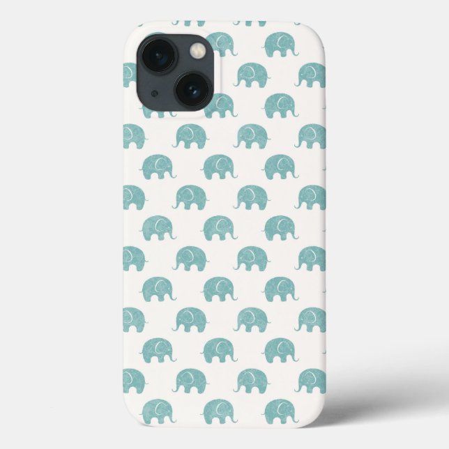 Teal Cute Elephant Mönster (Baksida)