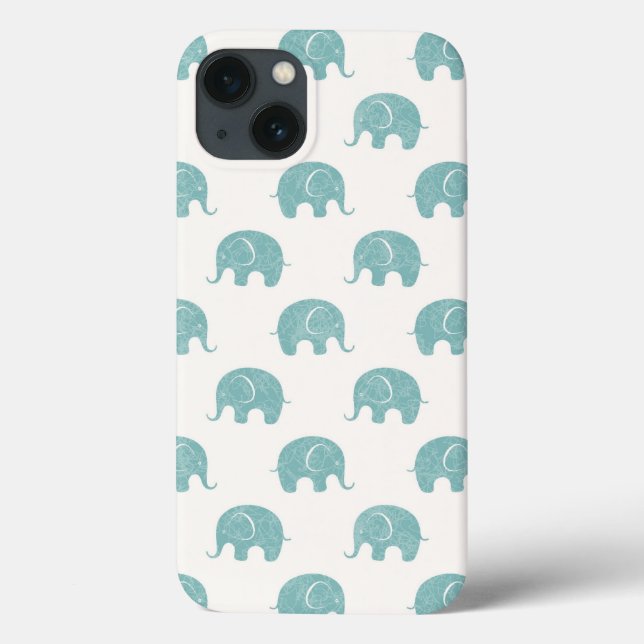 Teal Cute Elephant Mönster (Baksida)