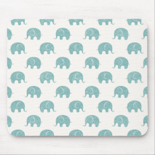 Teal Cute Elephant Mönster Musmatta