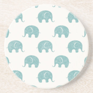 Teal Cute Elephant Mönster Underlägg