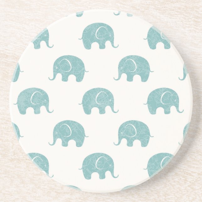 Teal Cute Elephant Mönster Underlägg (Framsidan)