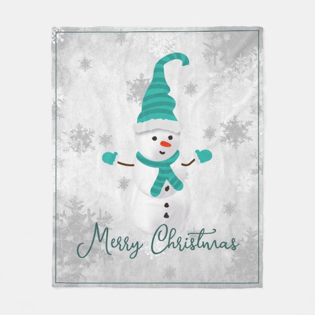 Teal Cute Helgdag Fleece Blanket (Framsidan)