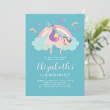 Teal | Cute Rainbow Unicorn Personlig Birday