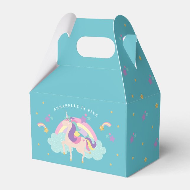 Teal | Cute Rainbow Unicorn Personlig Presentaskar (Framsidan Sidan)