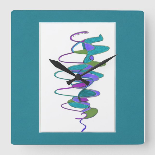 Teal Cyclone Anpassningsbar Clock Fyrkantig Klocka (Framsida)