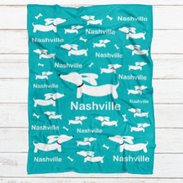 Teal Dachshund Anpassningsbar Blanket för Wiener H Fleecefilt