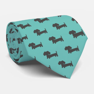 Teal Dachshund Pappa Suppory Necktie Neck Tie Slips