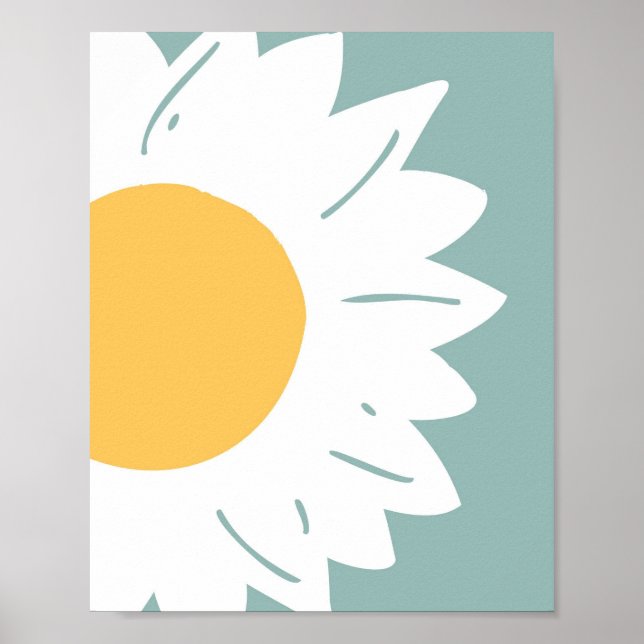 Teal Daisy – Minimalistisk blomsterkonst för vägga Poster (Framsidan)